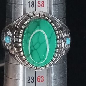BLOWOUT PRICING Silverplated And Green Turquoise Colored Stone Ring SZ 9